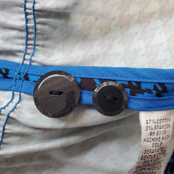 Joan Rivers Blue Black Houndstooth Button Front Blazer With Shirring Detail S - Picture 13 of 14